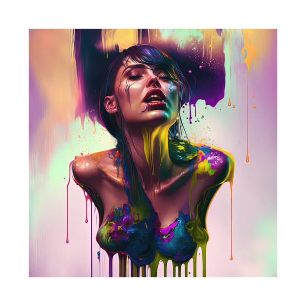 Elegantly Wasted - Emotionally Fluid Collection - Psychedelic Paint Drip Portraits by JensenArtCo