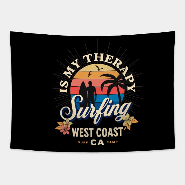 Surfing is my Therapy Tapestry by ZimBom Designer