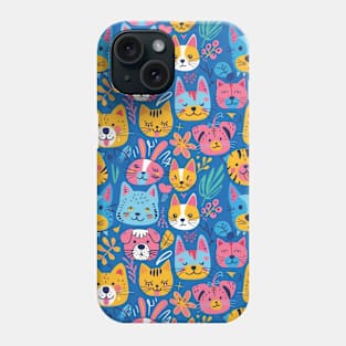 Whimsical Animal Faces Pattern Phone Case