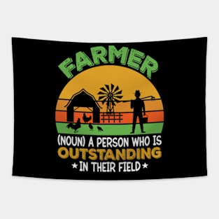 Farmer Definition Funny Farming Farm Tractor Animals Tapestry