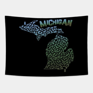 Michigan State Outline Maze & Labyrinth Tapestry