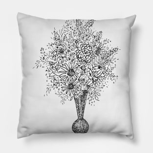 Vintage Flower Vase Sketch Pillow