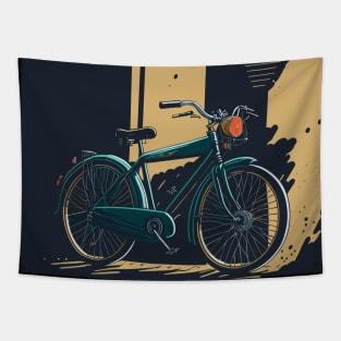 Vintage bicycle on the street. Tapestry