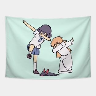 I draw that scene of nano and hakase dabbing on sakamoto / funny nichijou meme Tapestry