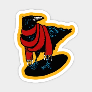 Big Red Scarfed Crow Magnet