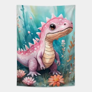 cute pink dinosaur Tapestry