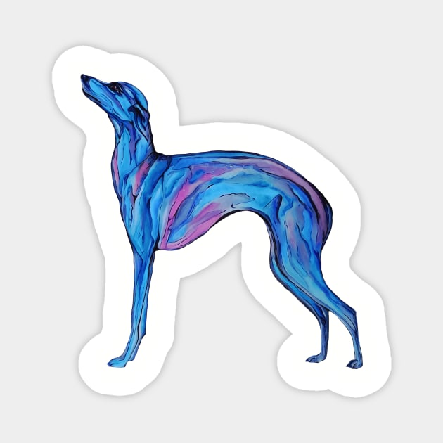 Blue Greyhound Magnet by candimoonart