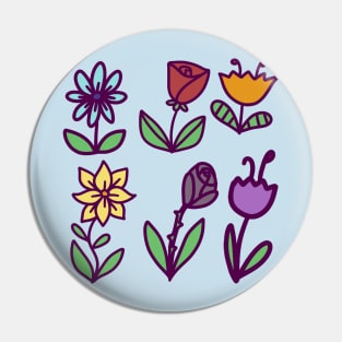 Colorful Flowers Pin