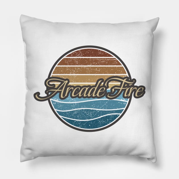 Arcade Fire Retro Waves Pillow by North Tight Rope