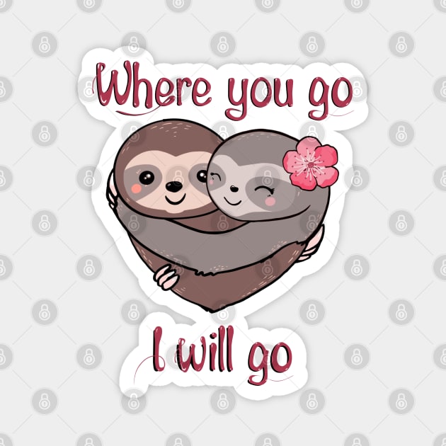 Sloth lover heart and hug Magnet by Collagedream