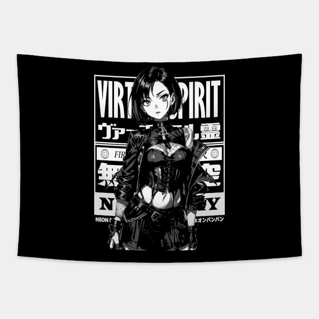 Cyberpunk Girl Goth Japanese Fashion #4 Tapestry by Neon Bang Bang