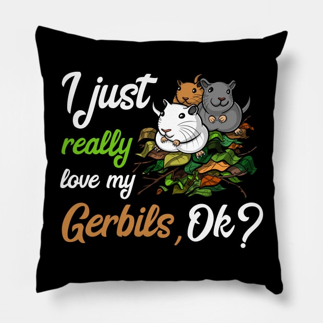 I Just Really Like Gerbils Cute Mouse Pet Pillow by underheaven