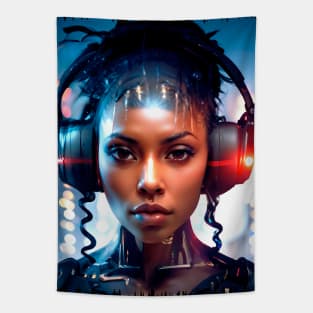 Cyberpunk Music Lover (6) - Beautiful Sci fi Women Tapestry