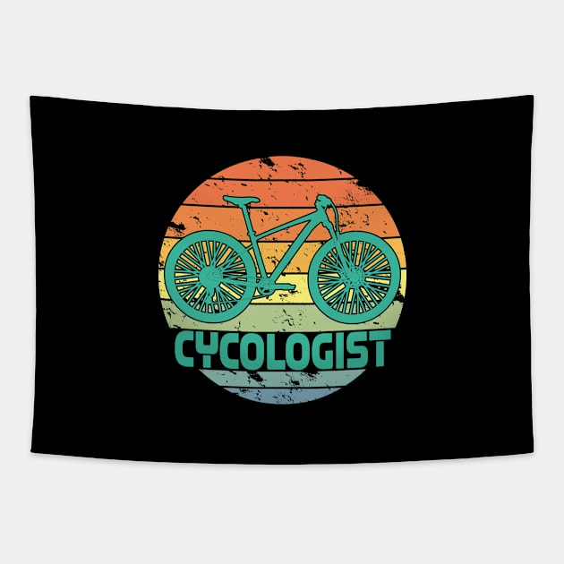 Cycologist - Retro MTB Bicycle Cycling, Cyclist, Road Bike Triathlon, Gifts For Men, Women & Kids Tapestry by Art Like Wow Designs