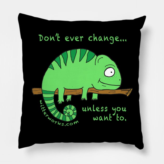 Cute Chameleon Pillow by witterworks