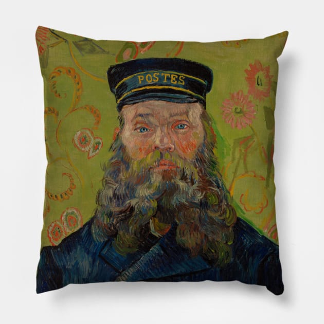 Vincent Van Gogh - The Postman - Portrait of Joseph Roulin - Minimalist Art Poster Series Pillow by notalizard