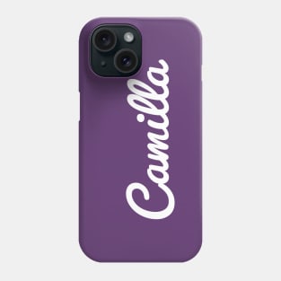 Camilla Cursive Script Typography White Text Phone Case