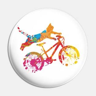 cat on a multicolored bike acrobat Pin