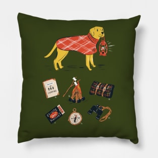 Vintage Camping Labrador Pillow