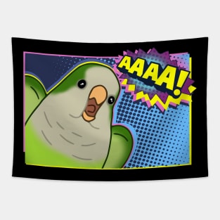 angrey green quaker parrot comic Tapestry