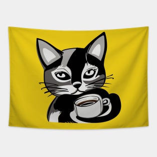 Cat with a cup of coffee Tapestry