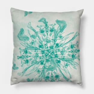 teal bouquet and butterflies Pillow