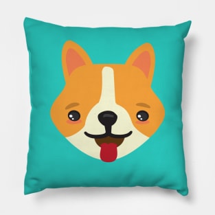 Cute Kawaii Corgi Puppy Dog Face Kid Design Pillow