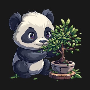 Panda as Japanese Bonsai Gardener - Panda Bear Japanese T-Shirt