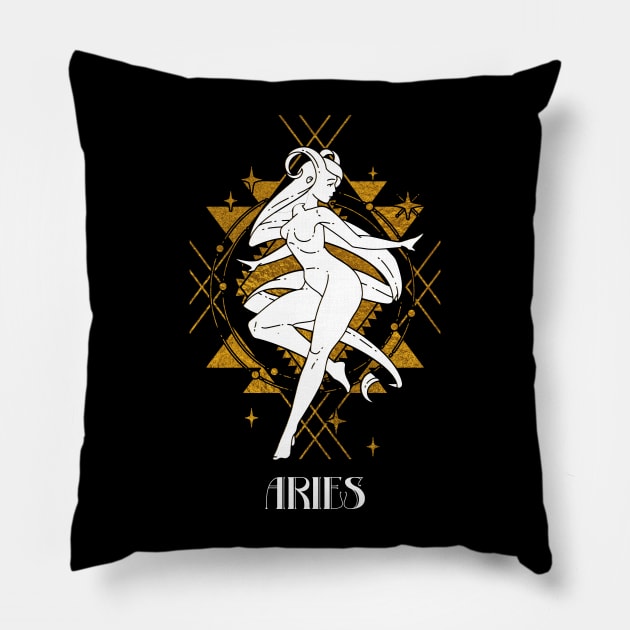 Aries zodiac design Pillow by Cherubic