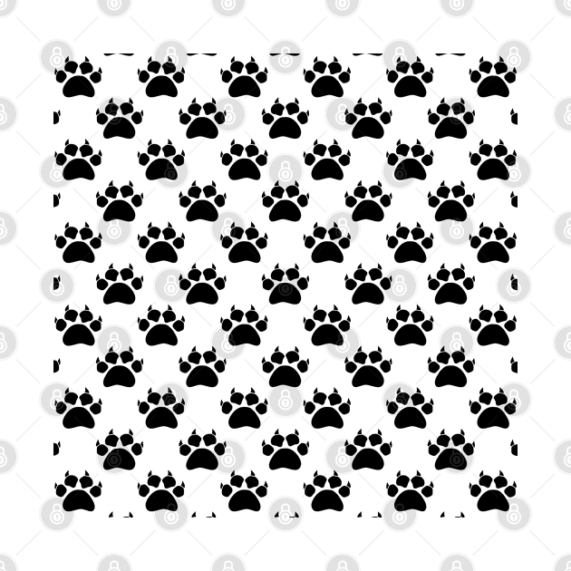 Black And White Cat Paw Print Pattern by Braznyc