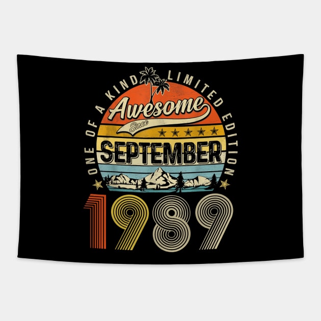 Awesome Since September 1989 Vintage 34th Birthday Tapestry by louismcfarland