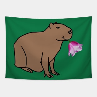 Flower Capybara Tapestry