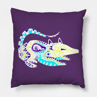 tlacuache in mexican art, possum opossum zentangle Pillow