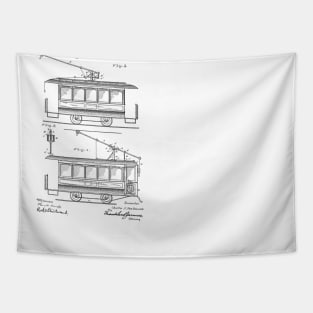 Electric Railway Trolley Vintage Patent Hand Drawing Tapestry