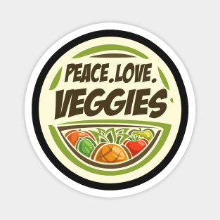 VEGANS: Peace Love Veggies Magnet
