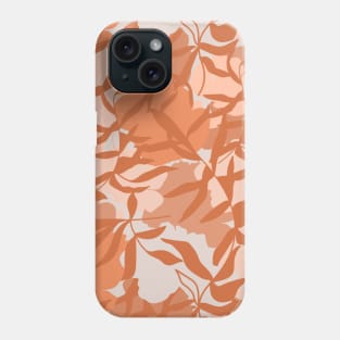Contemporary collage pattern. Terracotta abstract shapes and tropical leaves. Phone Case