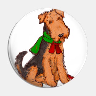 Cute Airedale Terrier Drawing Pin