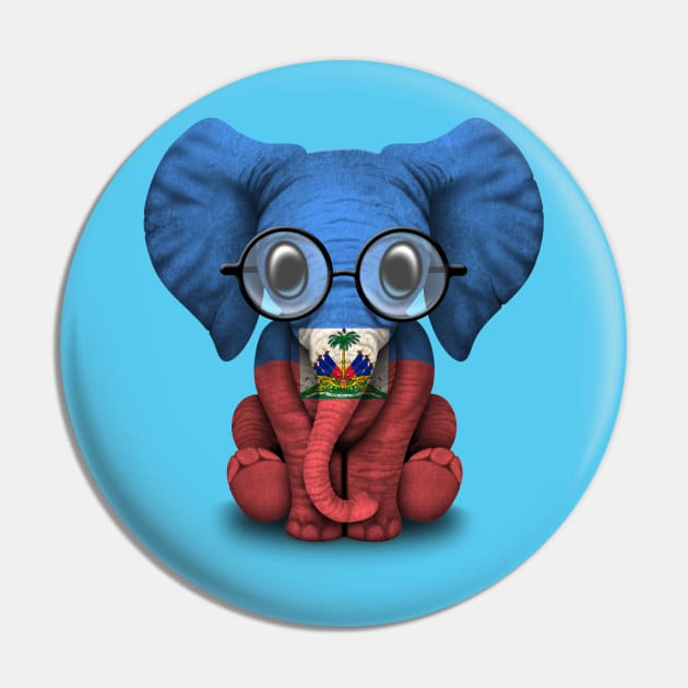 Baby Elephant with Glasses and Haitian Flag Pin by jeffbartels