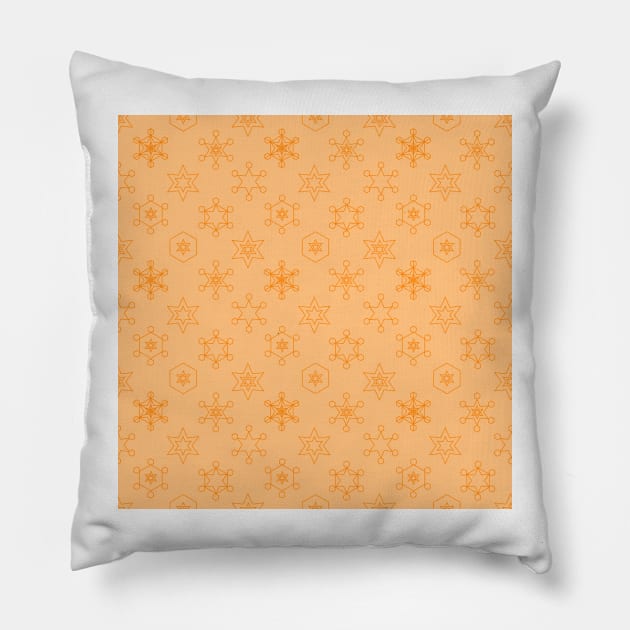 Assorted Snowflakes Orange on Pale Orange Repeat 5748 Pillow by ArtticArlo