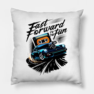 Retro Vibes, Fast Beats, and Roadside Thrills Pillow