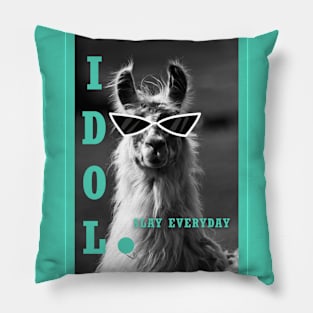 Llama idol slay everyday - biscay green Pillow