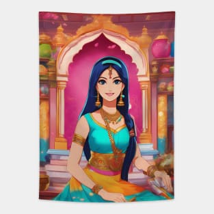 Sari Wear Anime Tapestry