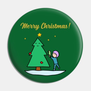 Merry Christmas - Sustainable Tree (Dark Green) Pin