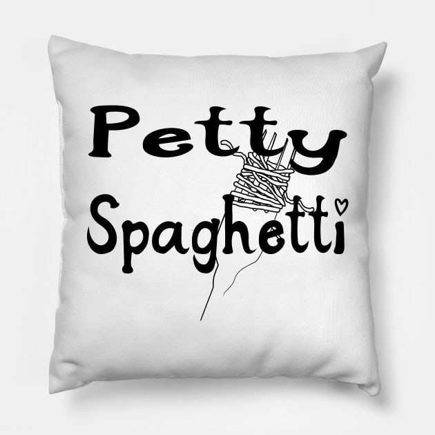 Petty Spaghetti Funny Food Design Pillow by Punderstandable