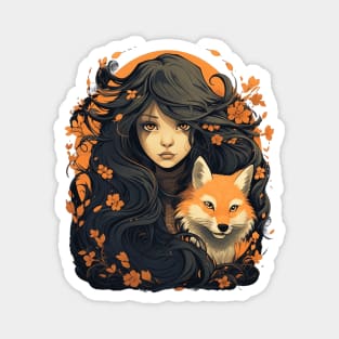 Girl and Fox Magnet