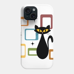 Mid Century black cat Phone Case