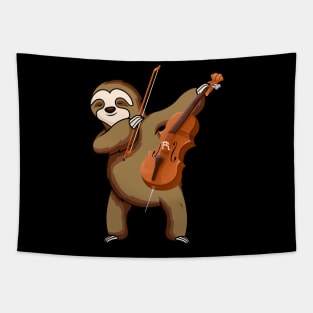 Vintage Retro Sloth Player Love Violin Musical instrument Tapestry