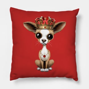 Cute Chihuahua Puppy Wearing Crown Pillow