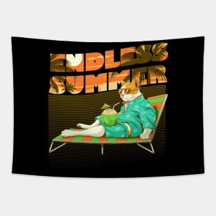 Endless Summer - Cat On The Beach Tapestry