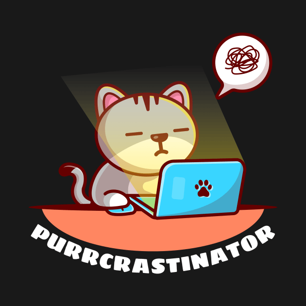 Purrcrastinator | Cute Procrastinator Pun by Allthingspunny